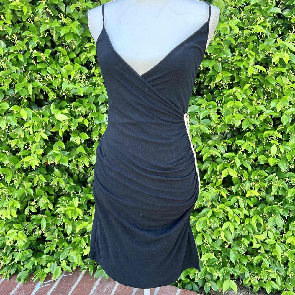 Moschino Jeans Mini Dress Black Logo Zip Side Size 8 fits Medium and Small